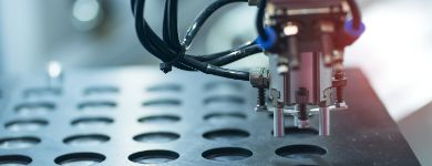 close up of robotic end effector in pick and place application